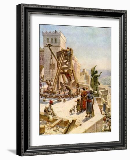 Uzziah erects engines of war on the walls - Bible-William Brassey Hole-Framed Giclee Print