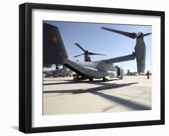 V-22 Osprey Tiltrotor Aircraft at Camp Bastion, Afghanistan-Stocktrek Images-Framed Photographic Print