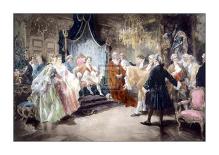 Wolfgang Amadeus Mozart Received by Madame De Pompadour-V. De Paredes-Framed Stretched Canvas