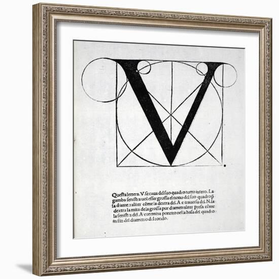 V, Illustration from 'Divina Proportione' by Luca Pacioli (C.1445-1517), Originally Pub. Venice,…-Leonardo da Vinci-Framed Giclee Print