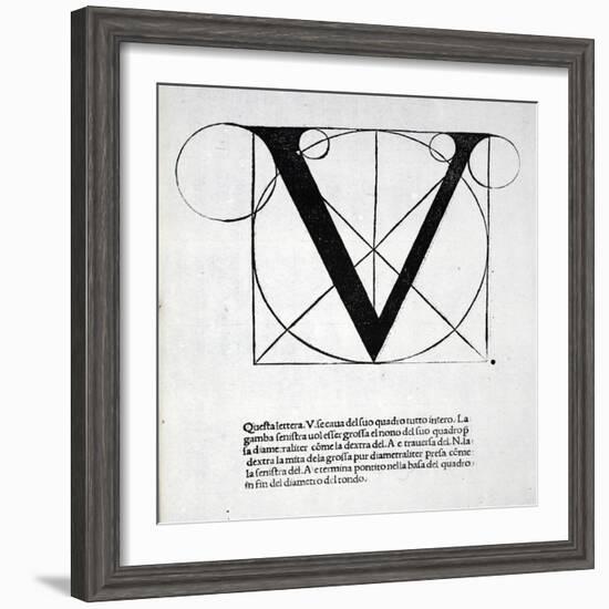 V, Illustration from 'Divina Proportione' by Luca Pacioli (C.1445-1517), Originally Pub. Venice,…-Leonardo da Vinci-Framed Giclee Print