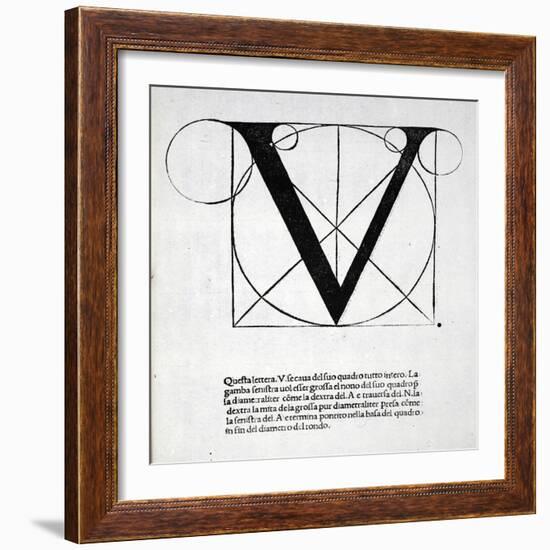 V, Illustration from 'Divina Proportione' by Luca Pacioli (C.1445-1517), Originally Pub. Venice,…-Leonardo da Vinci-Framed Giclee Print