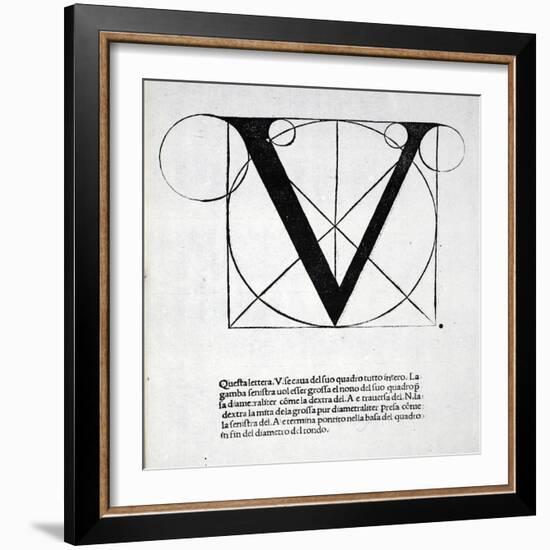 V, Illustration from 'Divina Proportione' by Luca Pacioli (C.1445-1517), Originally Pub. Venice,…-Leonardo da Vinci-Framed Giclee Print