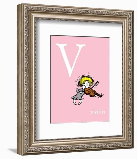 V is for Violin (pink)-Theodor (Dr. Seuss) Geisel-Framed Art Print