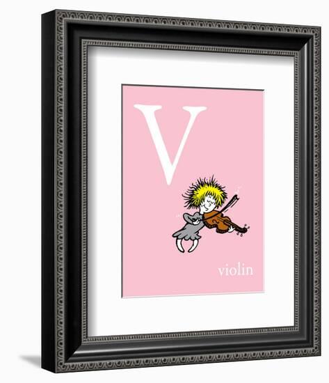 V is for Violin (pink)-Theodor (Dr. Seuss) Geisel-Framed Art Print