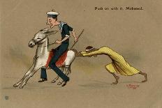 British Sailor on a Mule, Pushed by Egyptian Man-V. Manavian-Stretched Canvas