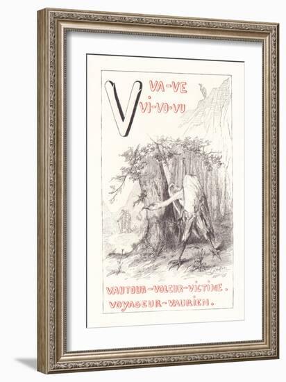 V: VA VE VI VO VU - Vulture - Thief - Victim - Traveler — Scoundrel, 1879 (Engraving)-Fortune Louis Meaulle-Framed Giclee Print