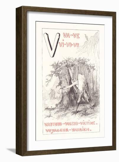 V: VA VE VI VO VU - Vulture - Thief - Victim - Traveler — Scoundrel, 1879 (Engraving)-Fortune Louis Meaulle-Framed Giclee Print