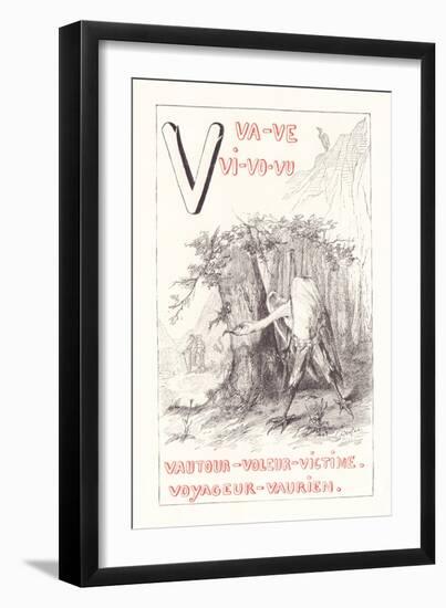 V: VA VE VI VO VU - Vulture - Thief - Victim - Traveler — Scoundrel, 1879 (Engraving)-Fortune Louis Meaulle-Framed Giclee Print