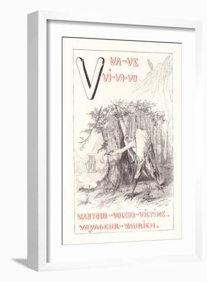 V: VA VE VI VO VU - Vulture - Thief - Victim - Traveler — Scoundrel, 1879 (Engraving)-Fortune Louis Meaulle-Framed Giclee Print