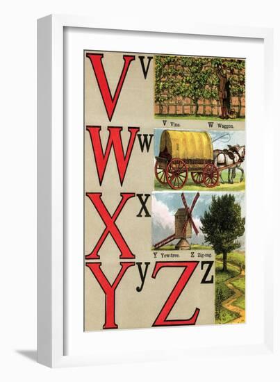V, W, X, Y, Z Illustrated Letters-Edmund Evans-Framed Art Print