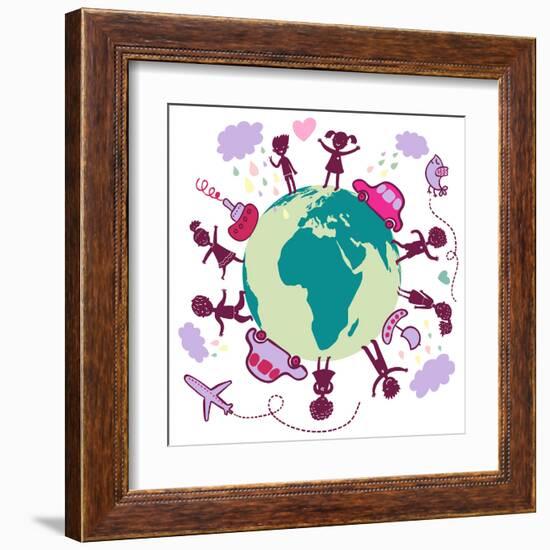 Vacation Concept - Cartoon Illustration-smilewithjul-Framed Art Print