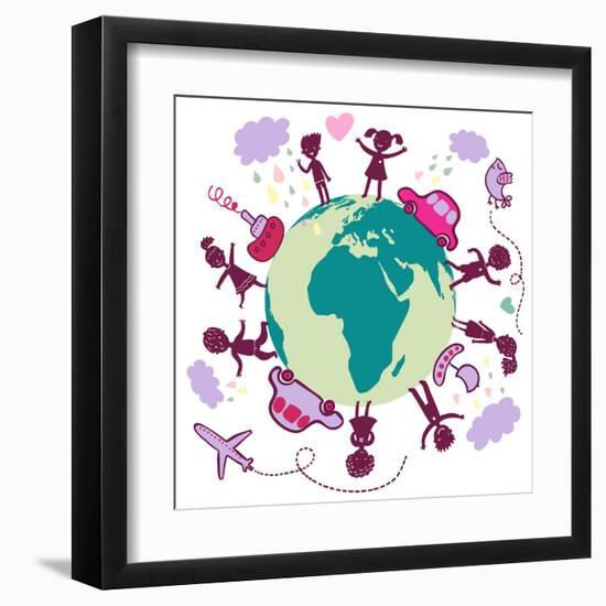 Vacation Concept - Cartoon Illustration-smilewithjul-Framed Art Print