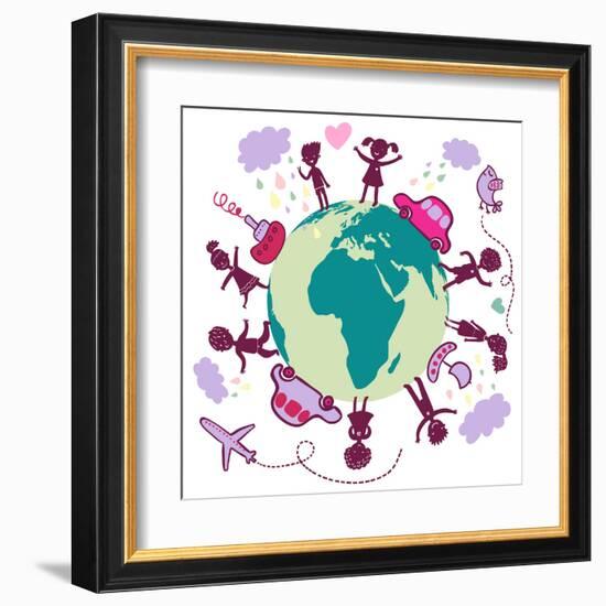 Vacation Concept - Cartoon Illustration-smilewithjul-Framed Art Print