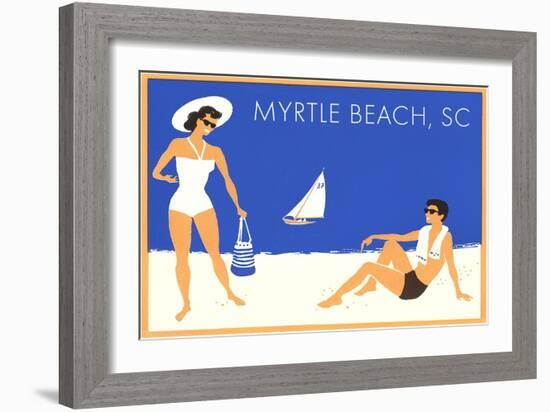 Vacation Couple at Myrtle Beach-null-Framed Art Print