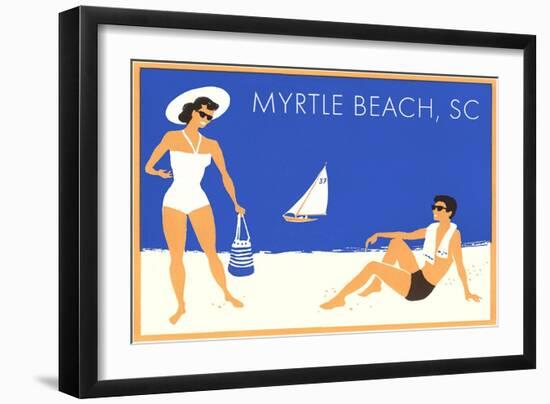 Vacation Couple at Myrtle Beach-null-Framed Art Print