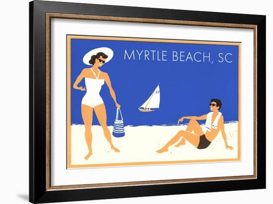 Vacation Couple at Myrtle Beach-null-Framed Art Print