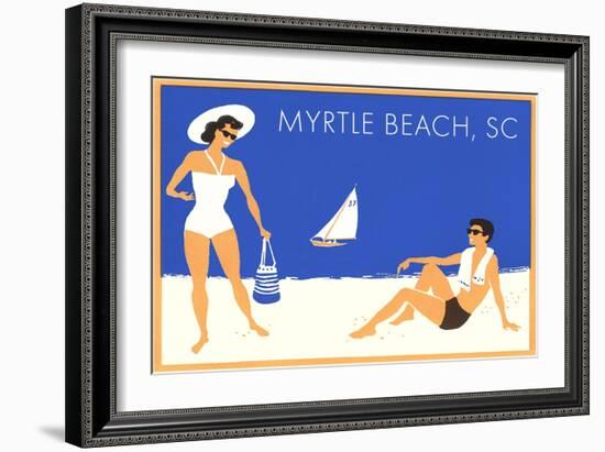 Vacation Couple at Myrtle Beach-null-Framed Art Print