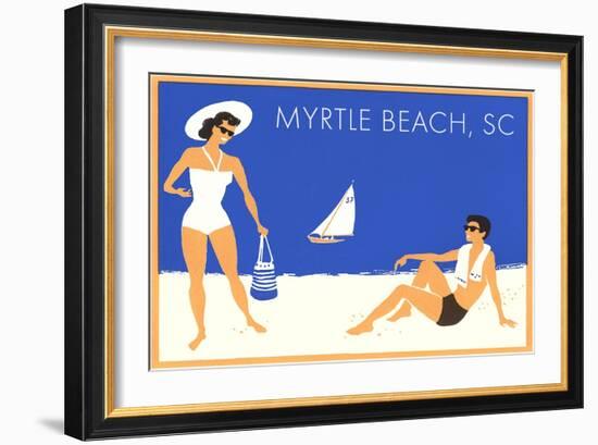 Vacation Couple at Myrtle Beach-null-Framed Art Print