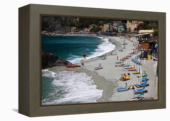 Vacationers Enjoying the Beach, Monterosso, Cinque Terre, Italy-Terry Eggers-Framed Premier Image Canvas