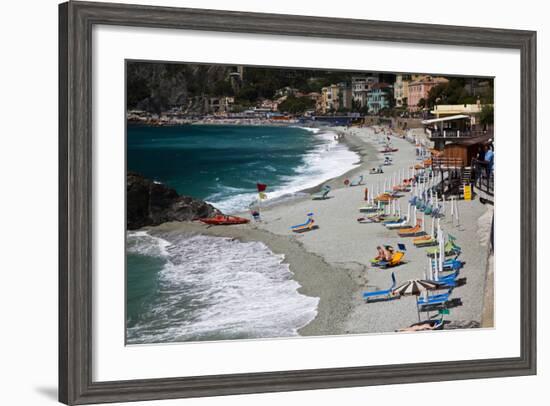 Vacationers Enjoying the Beach, Monterosso, Cinque Terre, Italy-Terry Eggers-Framed Photographic Print