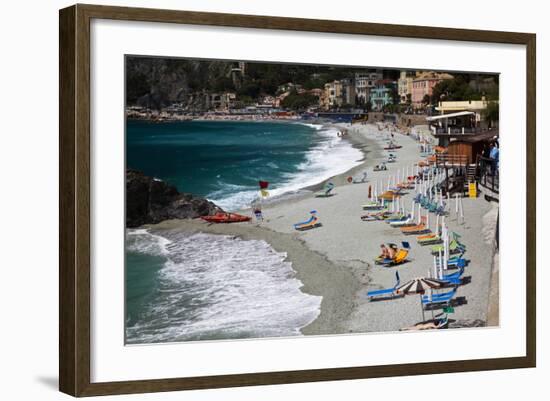 Vacationers Enjoying the Beach, Monterosso, Cinque Terre, Italy-Terry Eggers-Framed Photographic Print