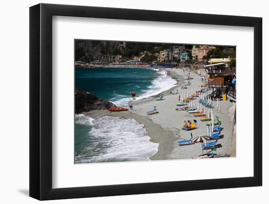 Vacationers Enjoying the Beach, Monterosso, Cinque Terre, Italy-Terry Eggers-Framed Photographic Print