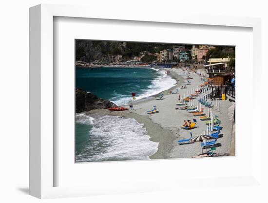 Vacationers Enjoying the Beach, Monterosso, Cinque Terre, Italy-Terry Eggers-Framed Photographic Print