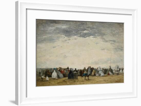 Vacationers on the Beach at Trouville, 1864-Eugene Louis Boudin-Framed Giclee Print