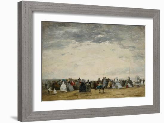 Vacationers on the Beach at Trouville, 1864-Eugene Louis Boudin-Framed Giclee Print