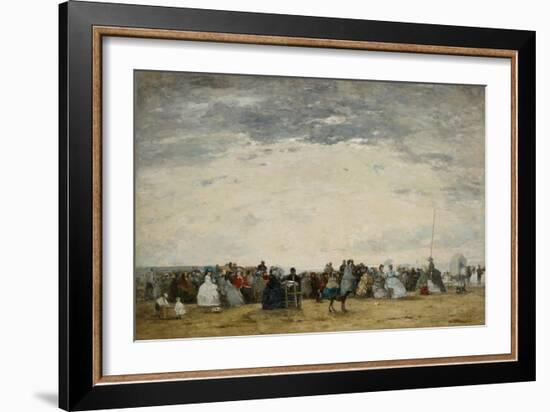 Vacationers on the Beach at Trouville, 1864-Eugene Louis Boudin-Framed Giclee Print