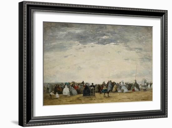 Vacationers on the Beach at Trouville, 1864-Eugene Louis Boudin-Framed Giclee Print