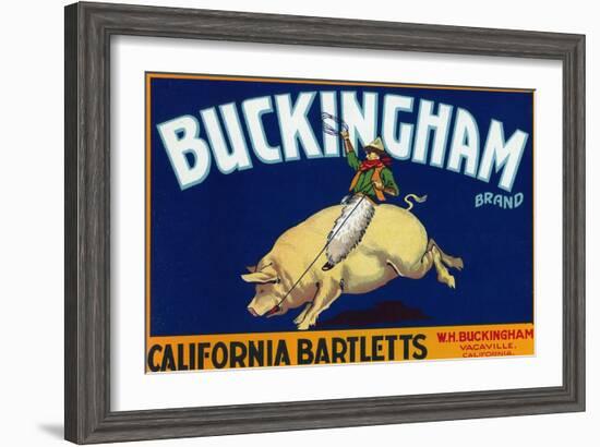 Vacaville, California, Buckingham Brand Pear Label-Lantern Press-Framed Art Print