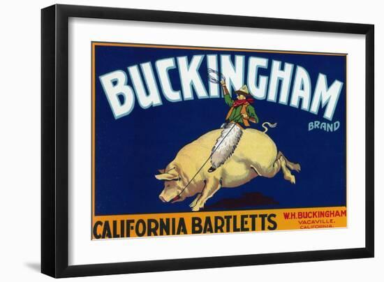 Vacaville, California, Buckingham Brand Pear Label-Lantern Press-Framed Art Print