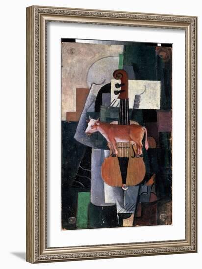 Vache Et Violon (Cow and Violin). Peinture De Kasimir Severinovich Malevitch (Malevich, Malevic) (1-Kazimir Severinovich Malevich-Framed Giclee Print