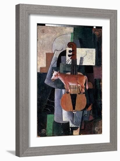 Vache Et Violon (Cow and Violin). Peinture De Kasimir Severinovich Malevitch (Malevich, Malevic) (1-Kazimir Severinovich Malevich-Framed Giclee Print