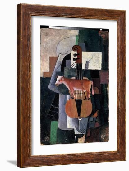 Vache Et Violon (Cow and Violin). Peinture De Kasimir Severinovich Malevitch (Malevich, Malevic) (1-Kazimir Severinovich Malevich-Framed Giclee Print