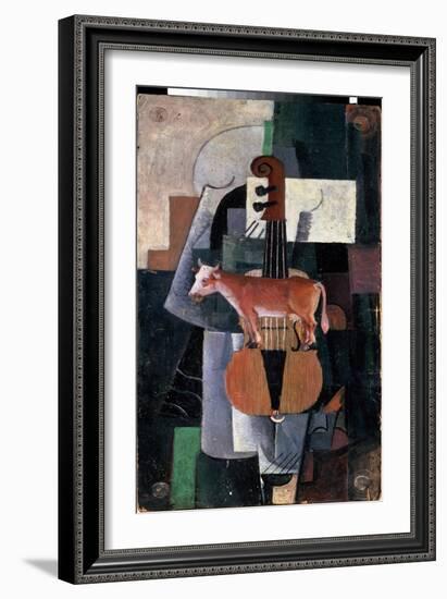 Vache Et Violon (Cow and Violin). Peinture De Kasimir Severinovich Malevitch (Malevich, Malevic) (1-Kazimir Severinovich Malevich-Framed Giclee Print