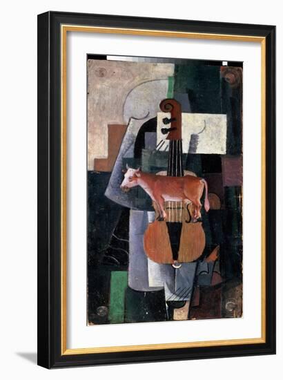 Vache Et Violon (Cow and Violin). Peinture De Kasimir Severinovich Malevitch (Malevich, Malevic) (1-Kazimir Severinovich Malevich-Framed Giclee Print