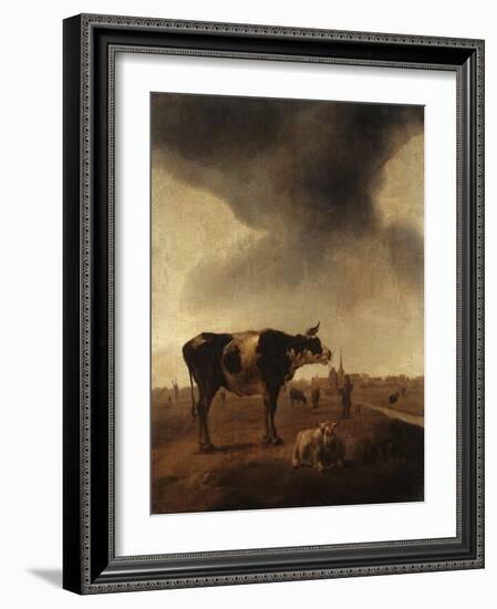 Vaches, moutons et berger-Paulus Potter-Framed Giclee Print