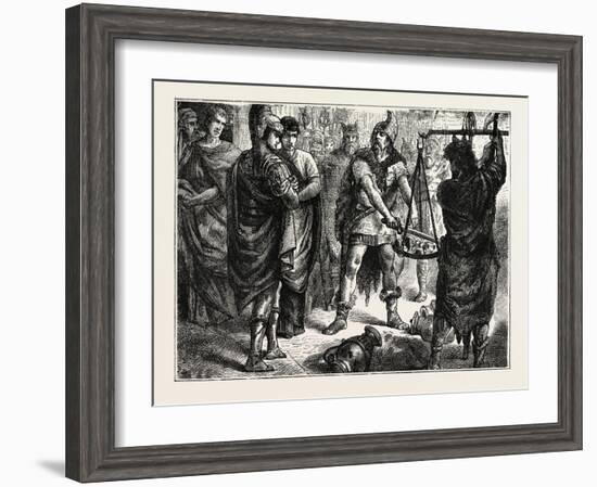 Vae Victis! the Barbarian's Sword Turns the Scale-null-Framed Giclee Print