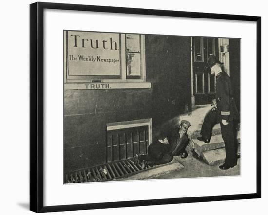 Vagrant and Policeman Outside 'Truth' Offices-Peter Higginbotham-Framed Photographic Print