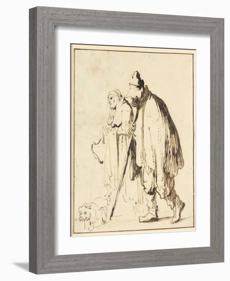 Vagrant Couple with a Dog-Rembrandt van Rijn-Framed Giclee Print