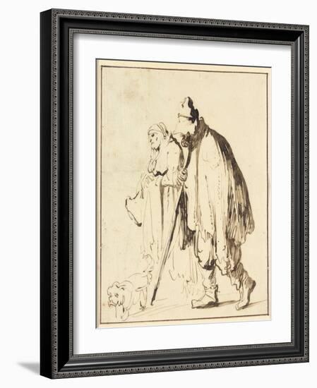 Vagrant Couple with a Dog-Rembrandt van Rijn-Framed Giclee Print