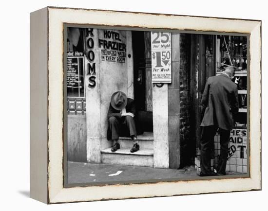 Vagrant Sitting in Doorway-Horace Bristol-Framed Premier Image Canvas