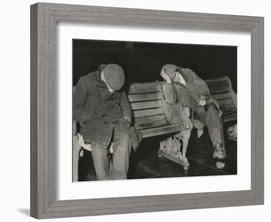 Vagrants Asleep on Bench on Thames Embankment, London-Peter Higginbotham-Framed Photographic Print