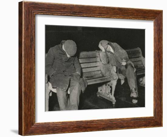 Vagrants Asleep on Bench on Thames Embankment, London-Peter Higginbotham-Framed Photographic Print