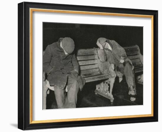 Vagrants Asleep on Bench on Thames Embankment, London-Peter Higginbotham-Framed Photographic Print