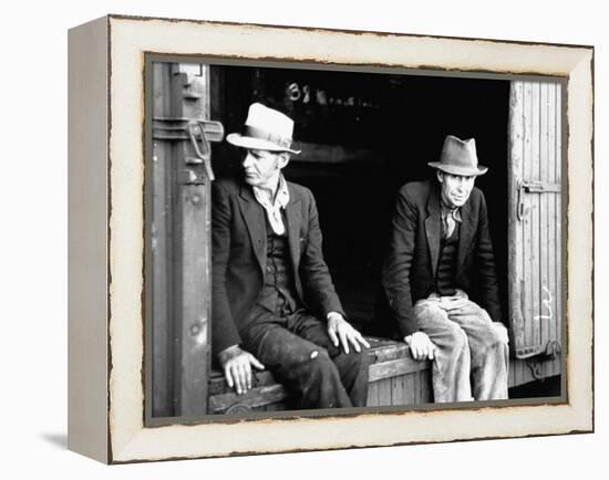 Vagrants Sitting in Boxcar-null-Framed Premier Image Canvas