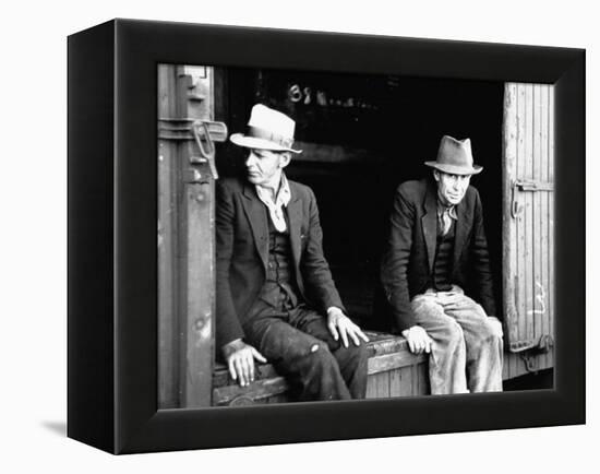 Vagrants Sitting in Boxcar-null-Framed Premier Image Canvas